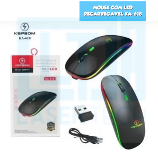 MOUSE COM LED RECARREGÁVEL KA-618