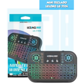 MINI TECLADO WIRESLESS RETANGULAR LUMINOSO LE-7704-1