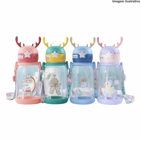 GARRAFA INFANTIL COM ALÇA E ANIMAIS ALCE CHIFRE 500ML JL-006