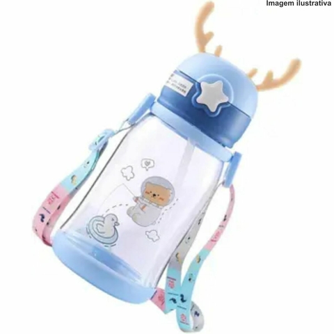 GARRAFA INFANTIL COM ALÇA E ANIMAIS ALCE CHIFRE 500ML JL-006