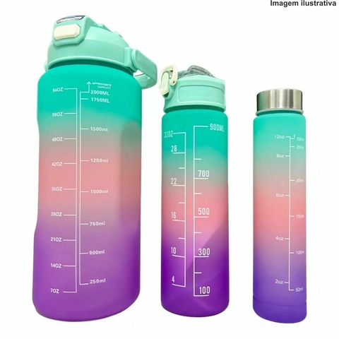 KIT DE GARRAFA MOTIVACIONAL COM 3 UND