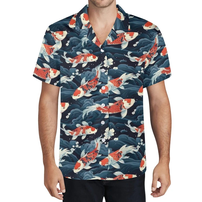 Koi Fish Men's Hawaiian Casual Shirt
