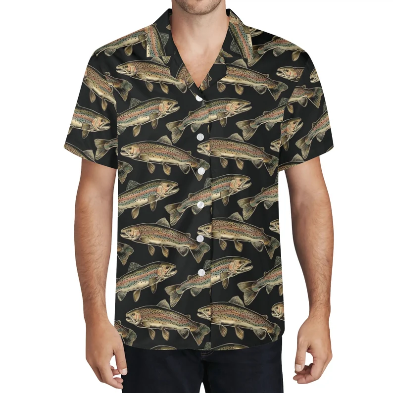 Rainbow Trout Men's Casual Hawaiian Shirt