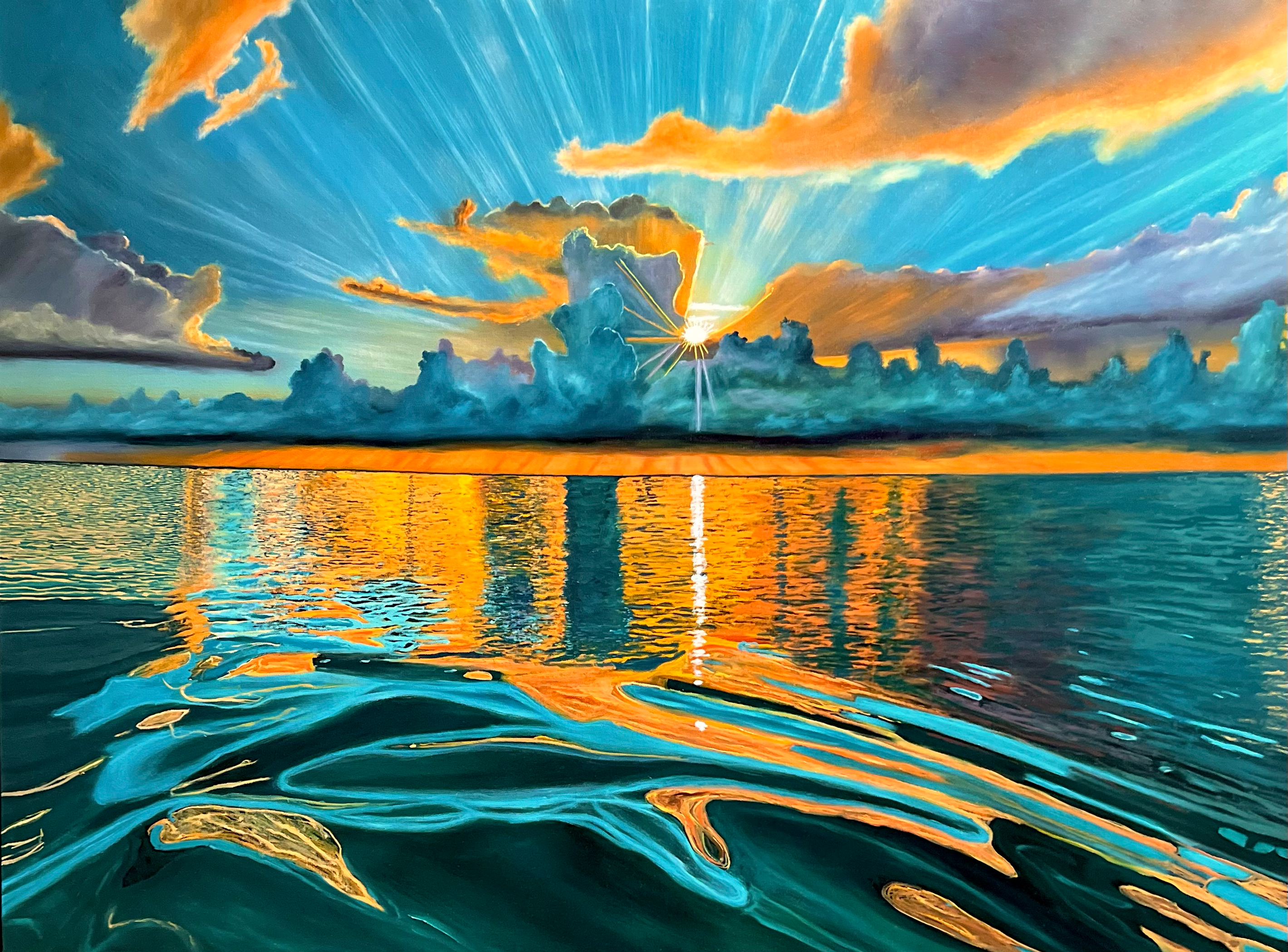 Golden Turquoise Ocean Sunset