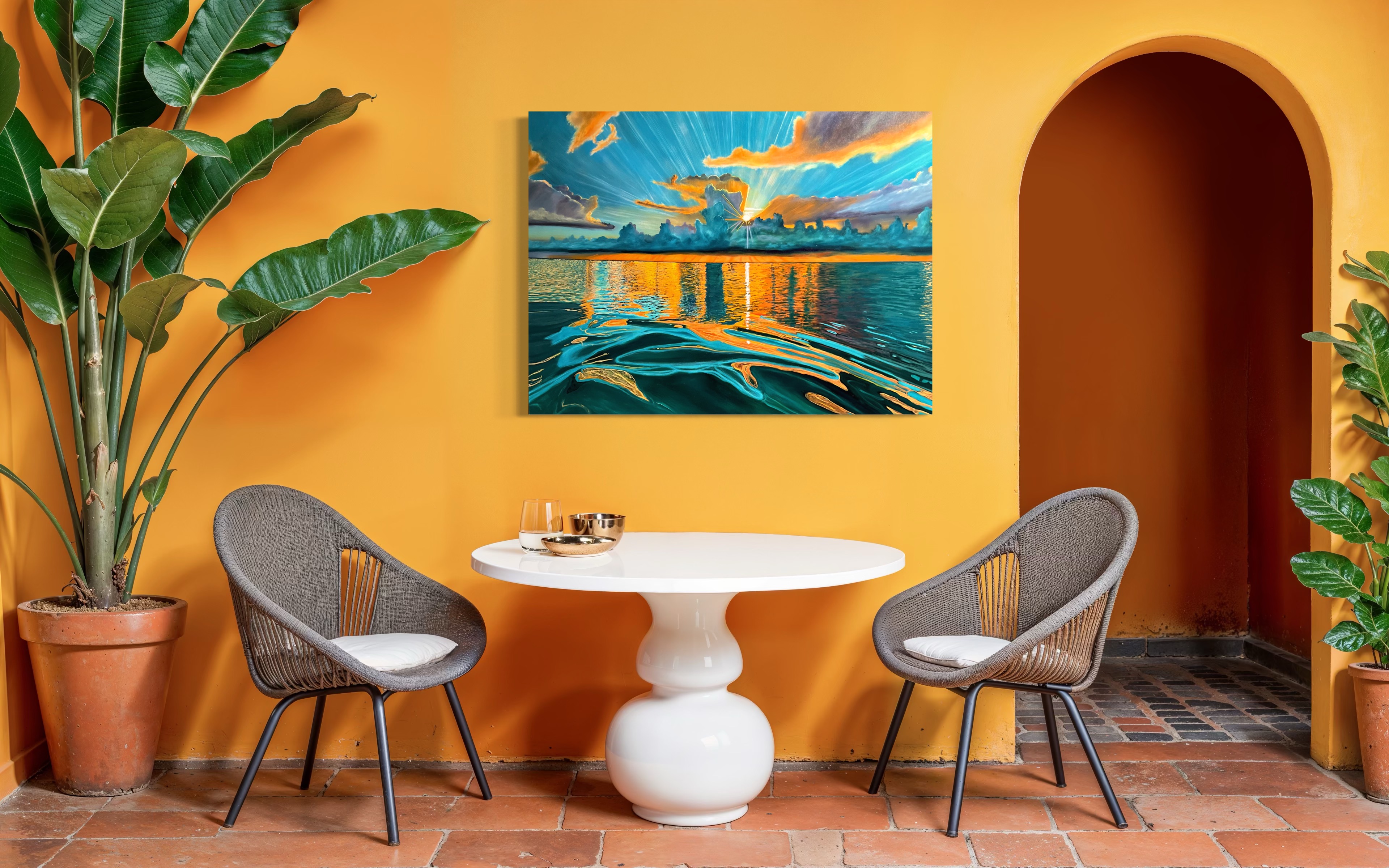 Golden Turquoise Ocean Sunset
