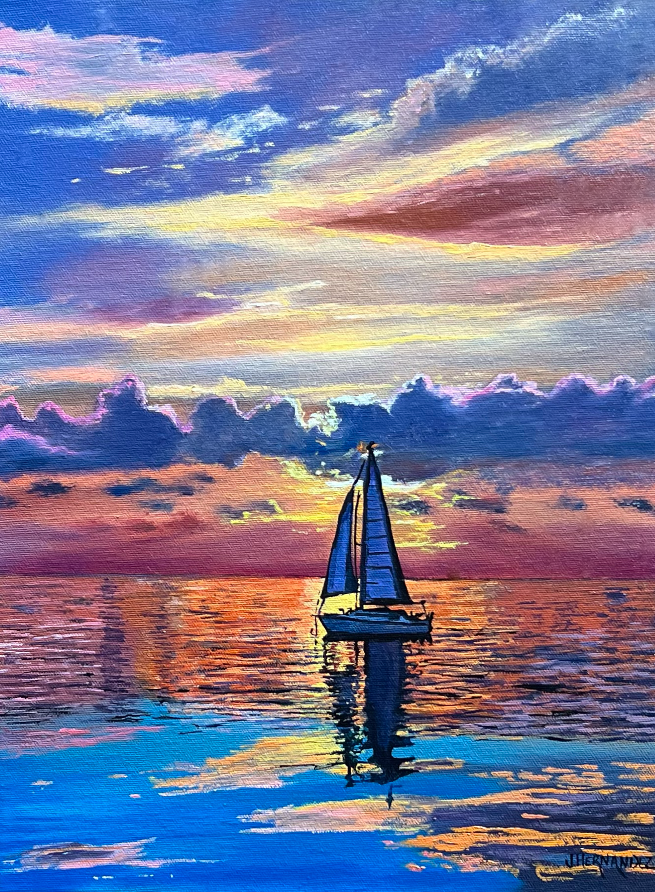 Serene Pastel Ocean Sailing