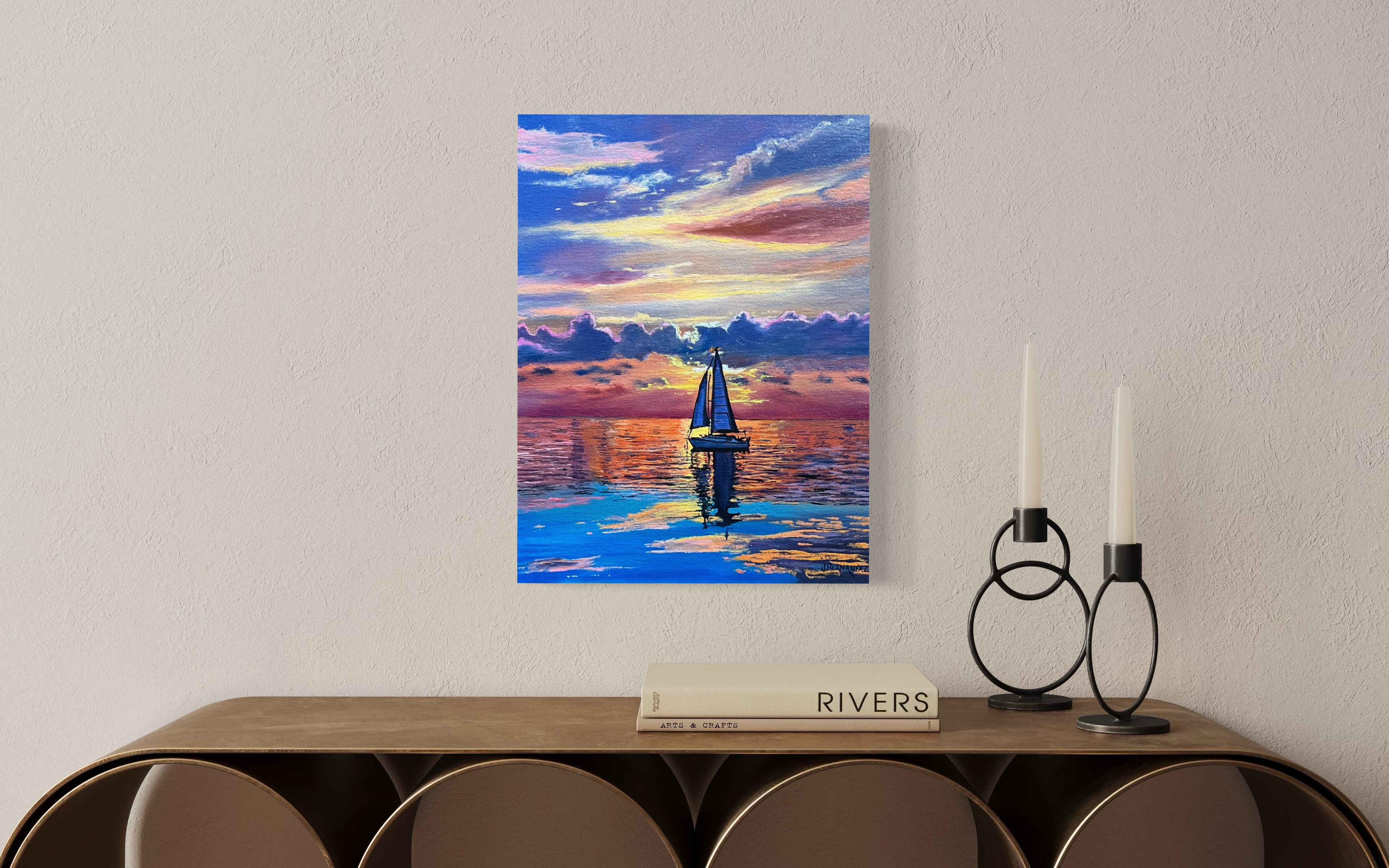 Serene Pastel Ocean Sailing