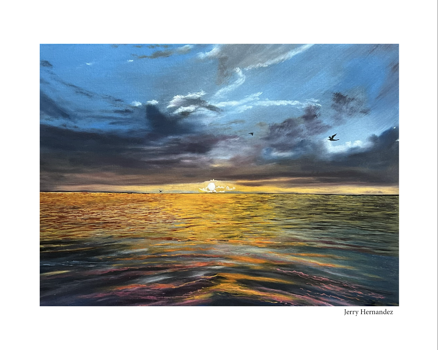 Shimmering Sunset Ocean Print