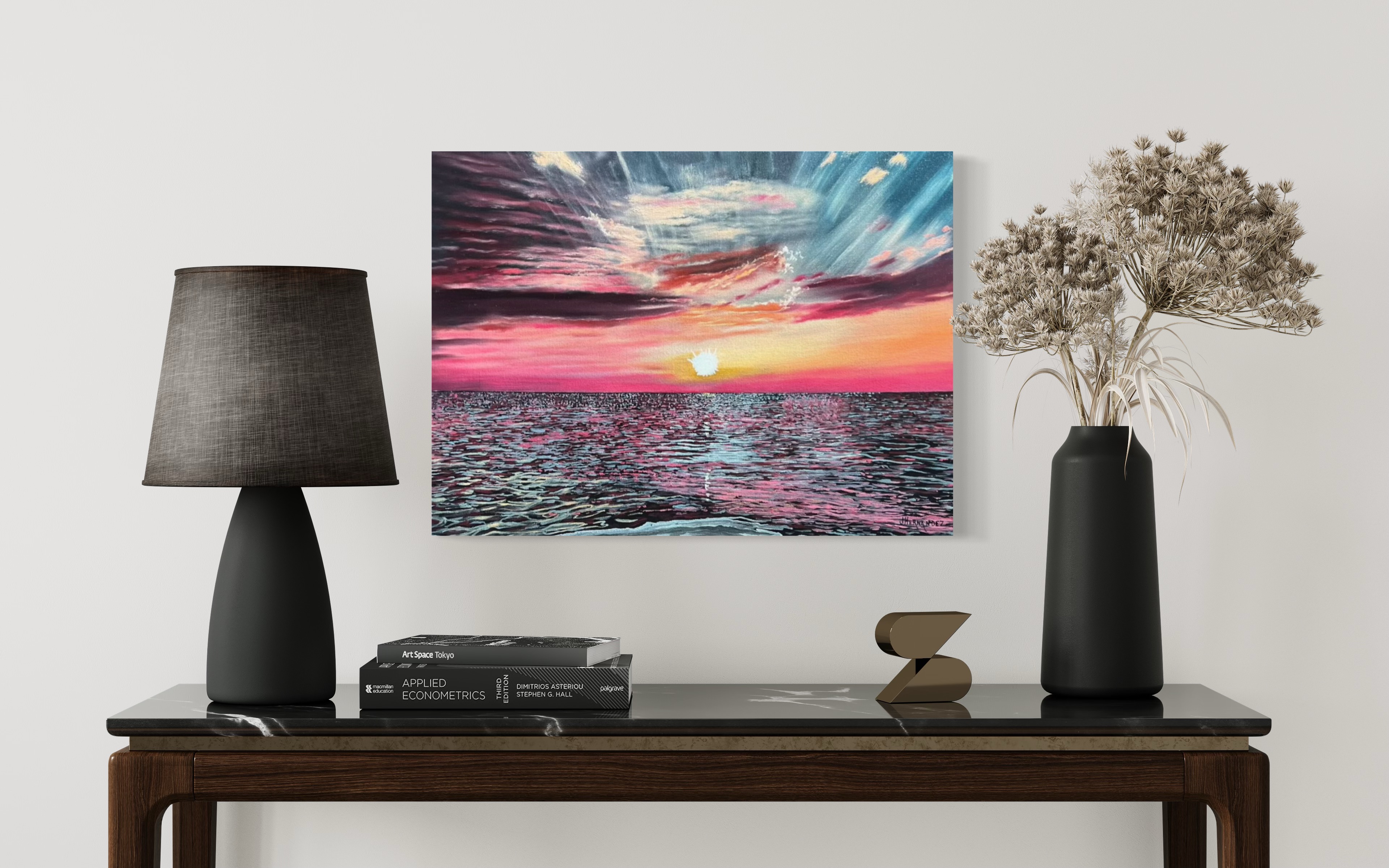 Fuchsia Sunset Stained Ocean