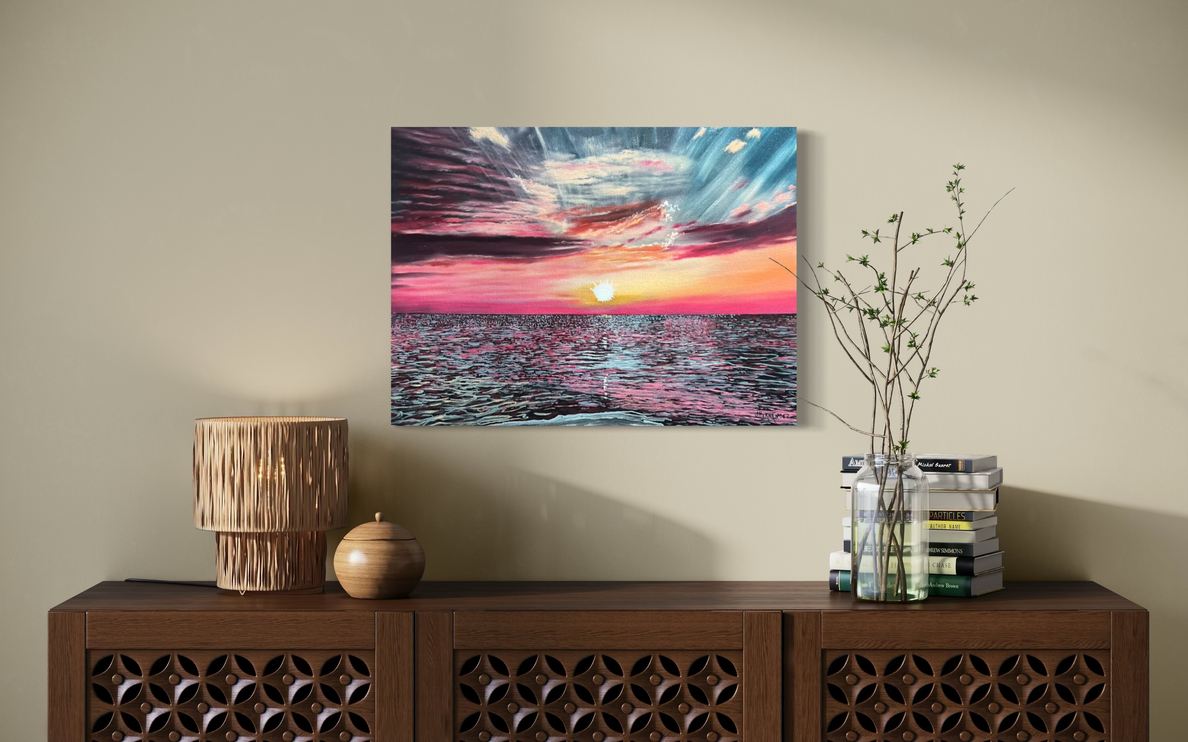 Fuchsia Sunset Stained Ocean