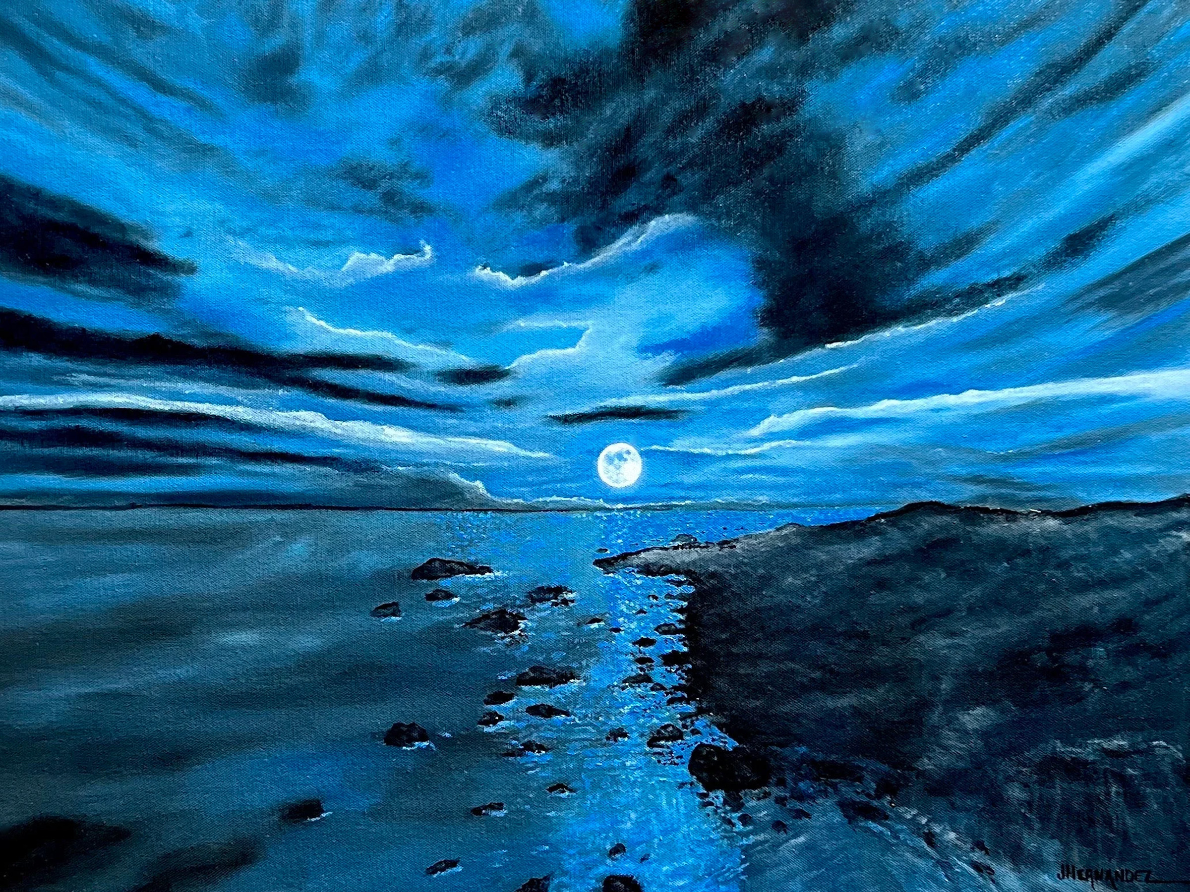 Full Moon Blue Ocean