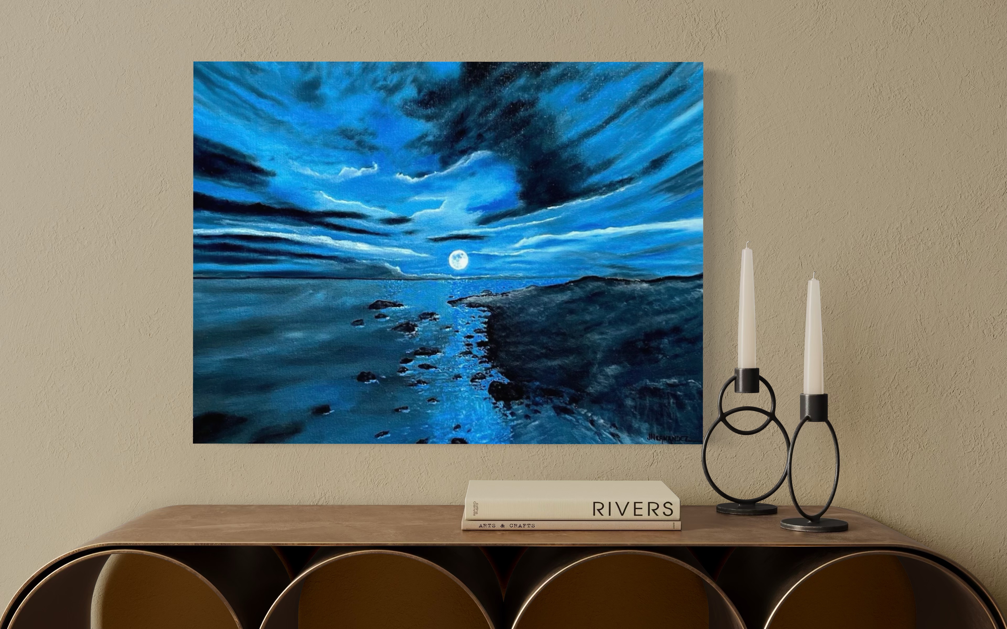 Full Moon Blue Ocean