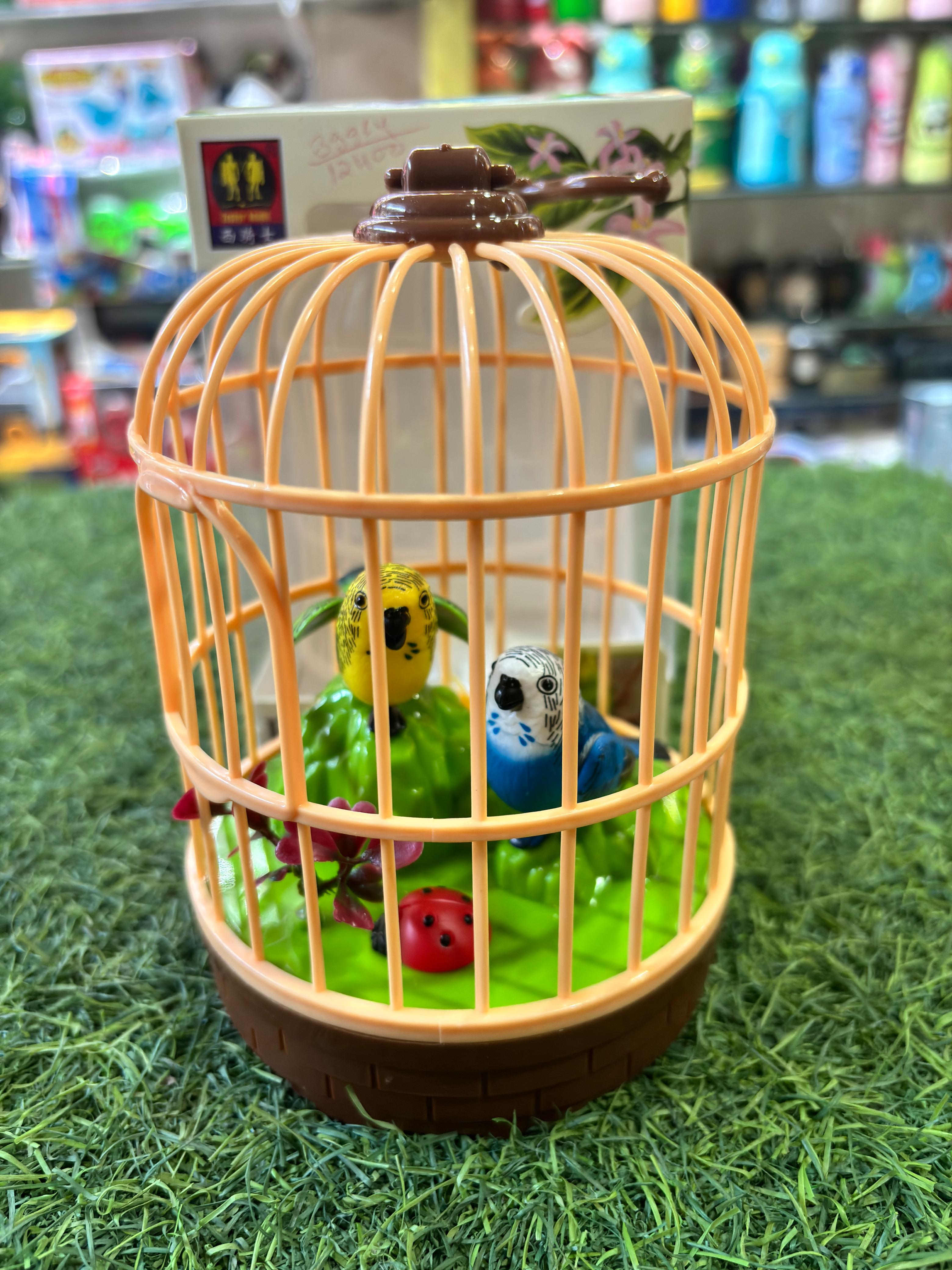 Decorative Bird Cage with Toy Birds