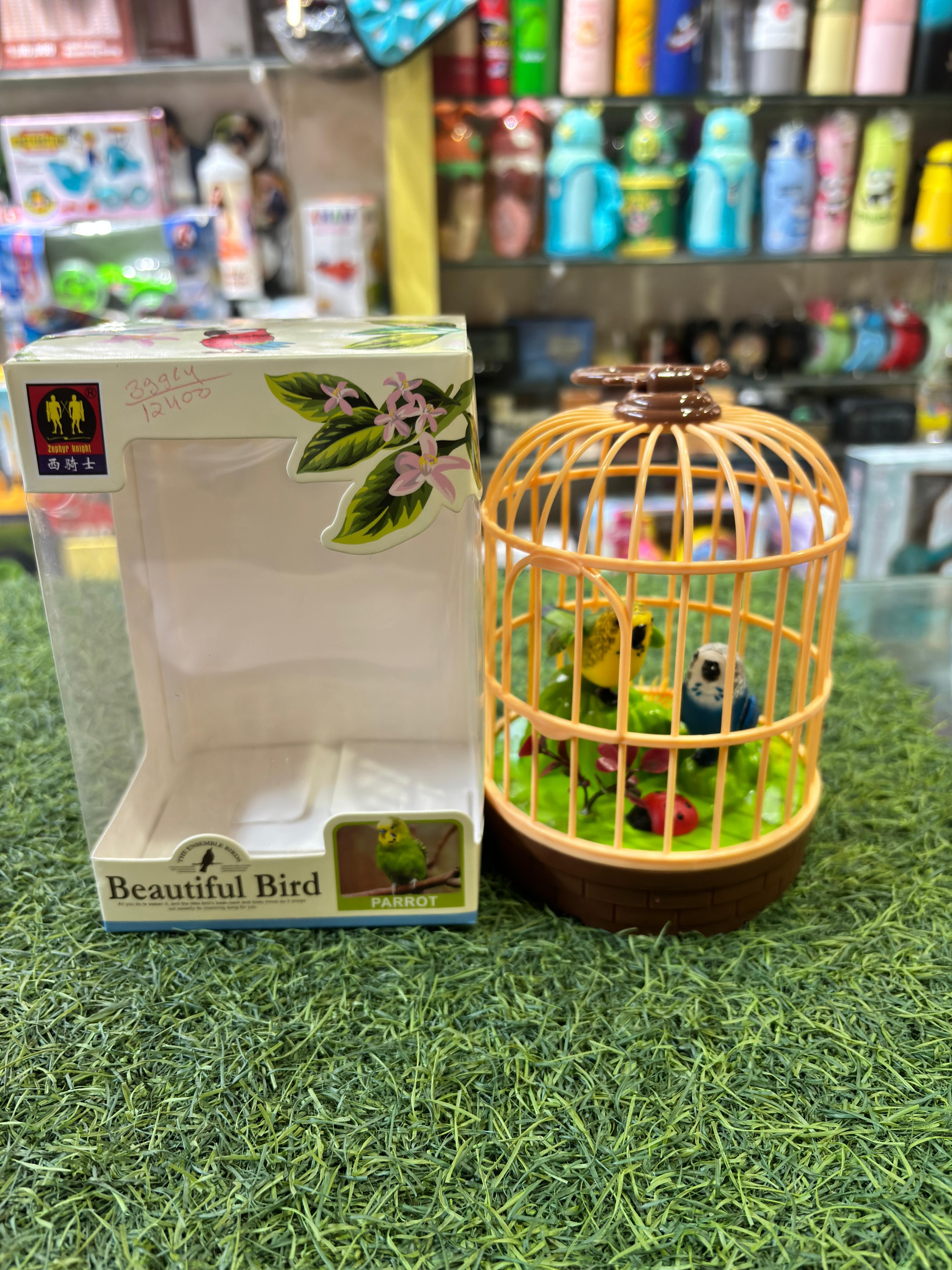 Decorative Bird Cage with Toy Birds