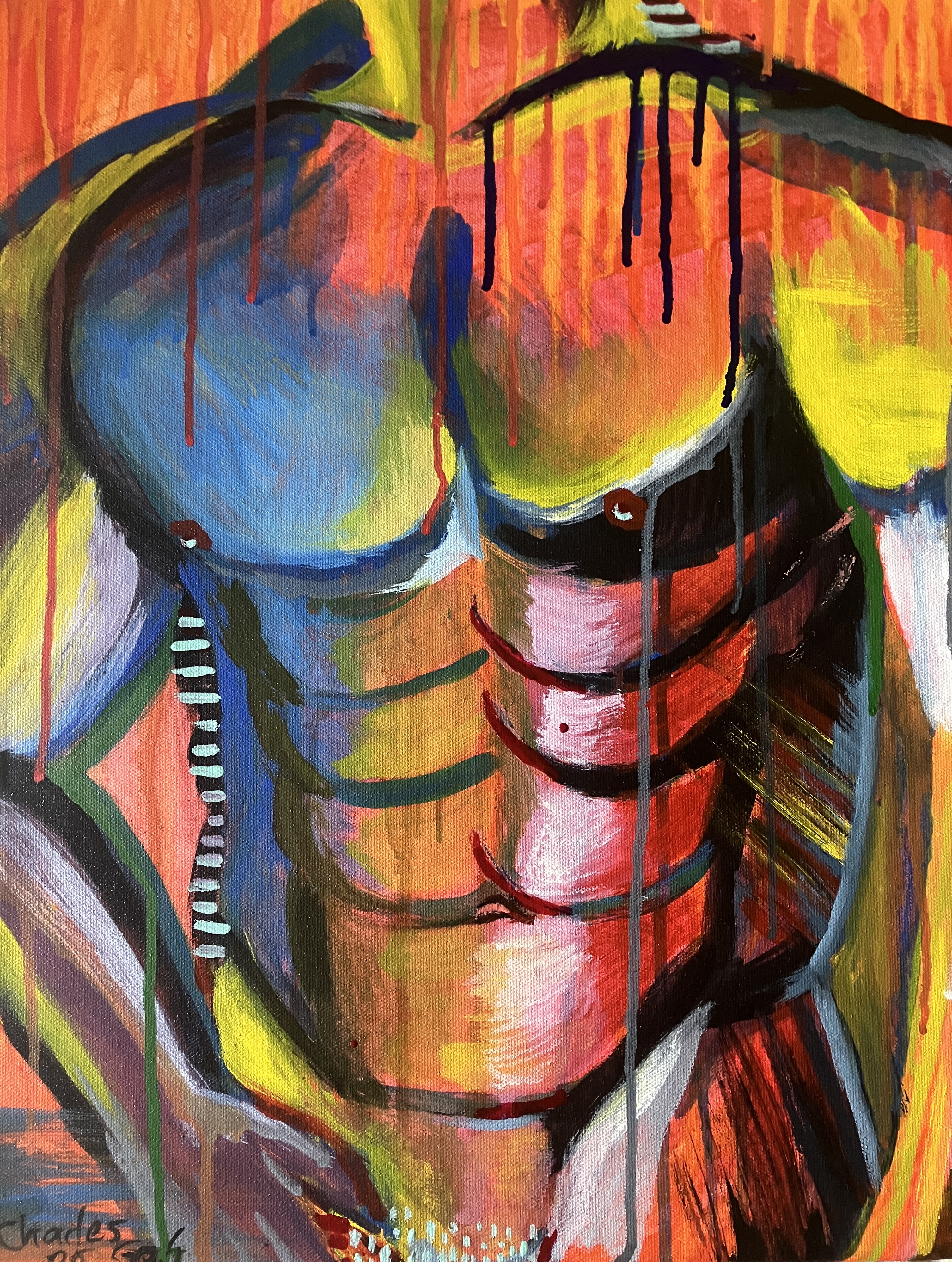 Male Figure , Original acrylic painting, 16 x20 inches