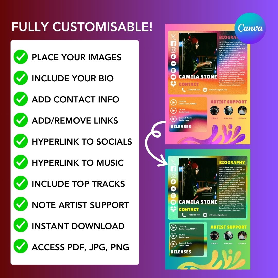 1-Page Musician Media Kit (EPK)