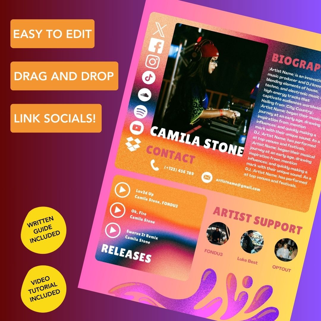 1-Page Musician Media Kit (EPK)