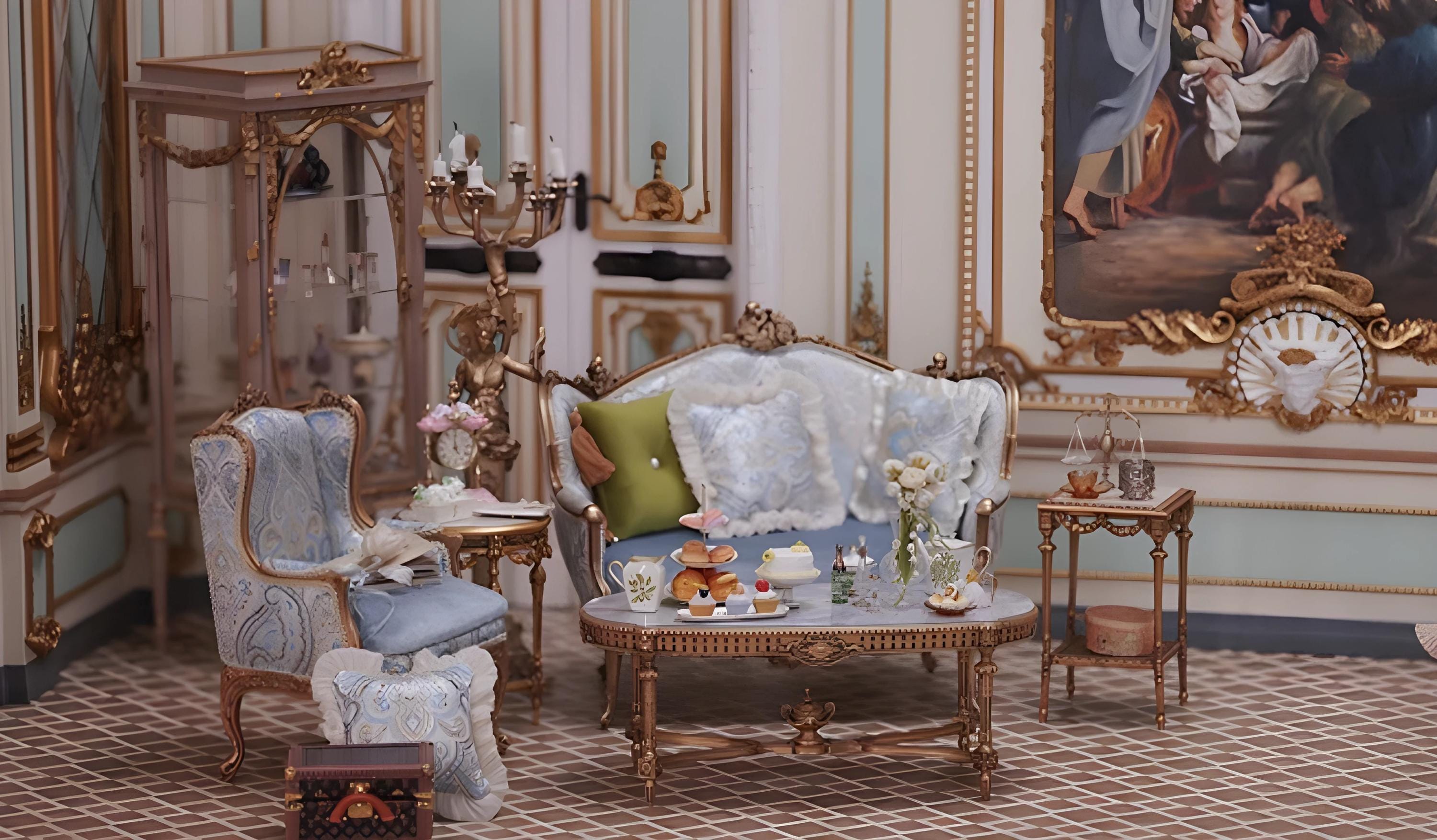Luxury 1:6 Scale Miniature Furniture Set | French Rococo & Neoclassical Style
