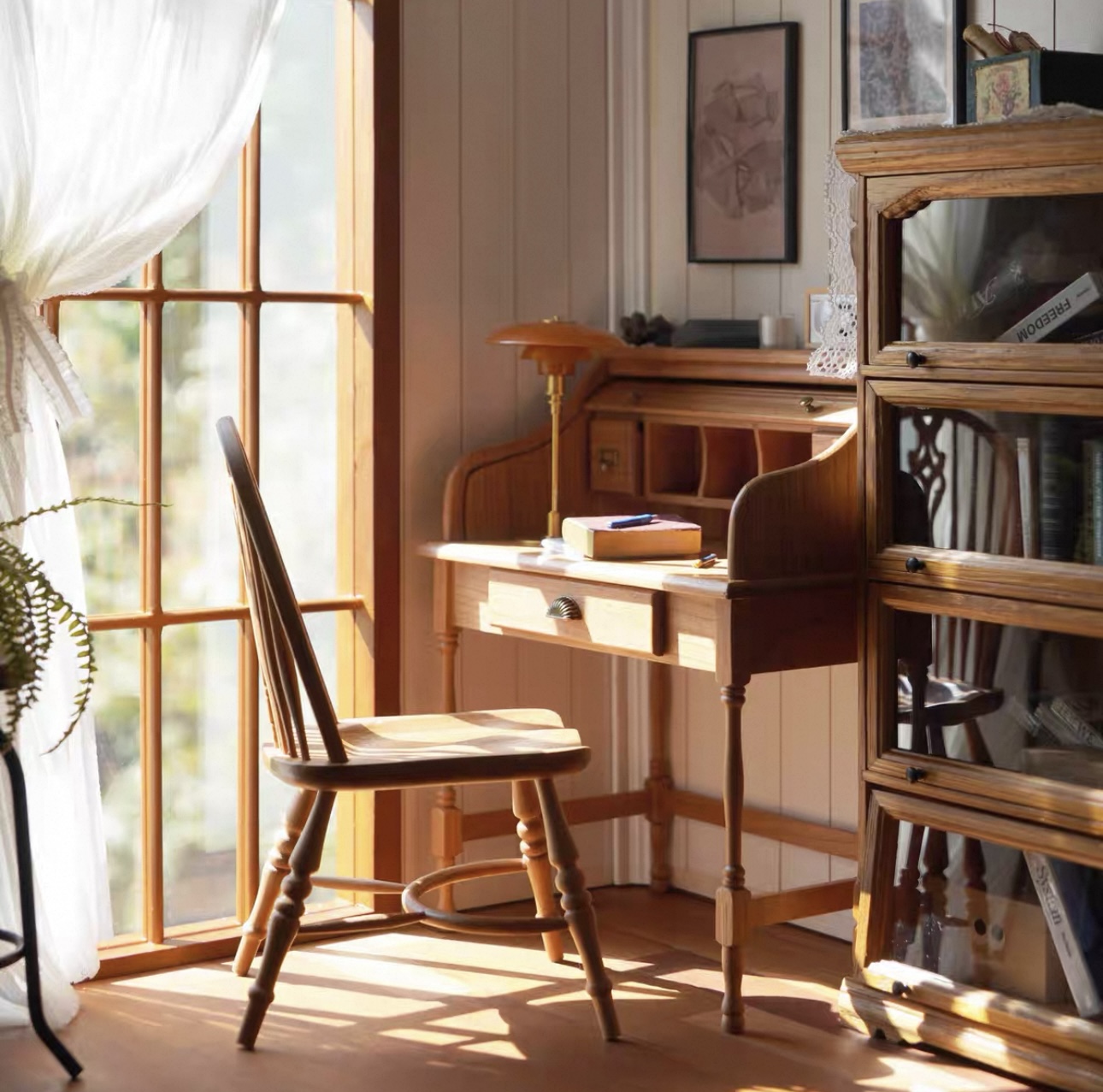 Miniature Wooden Windsor Chair | 1:6 Scale Dollhouse Furniture | Handcrafted Country Cottage Style Chair