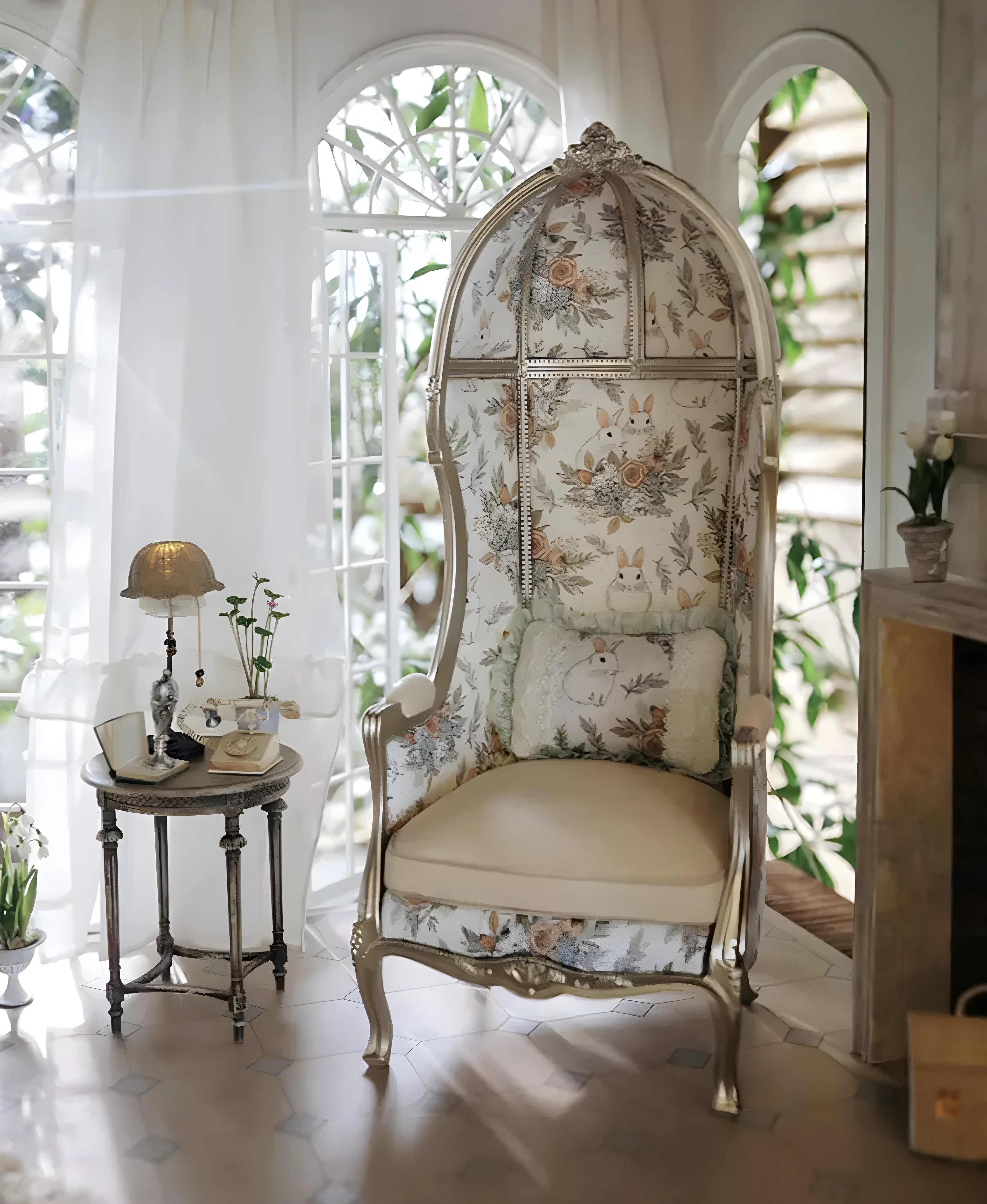 Elegant Floral Dome Chair
