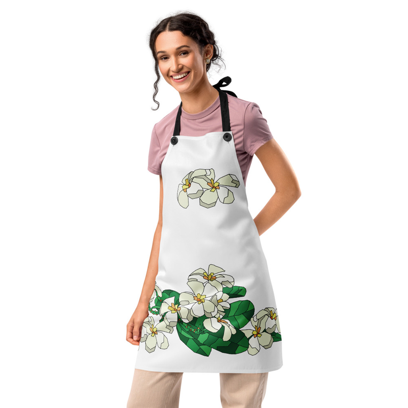 Plumeria Apron white
