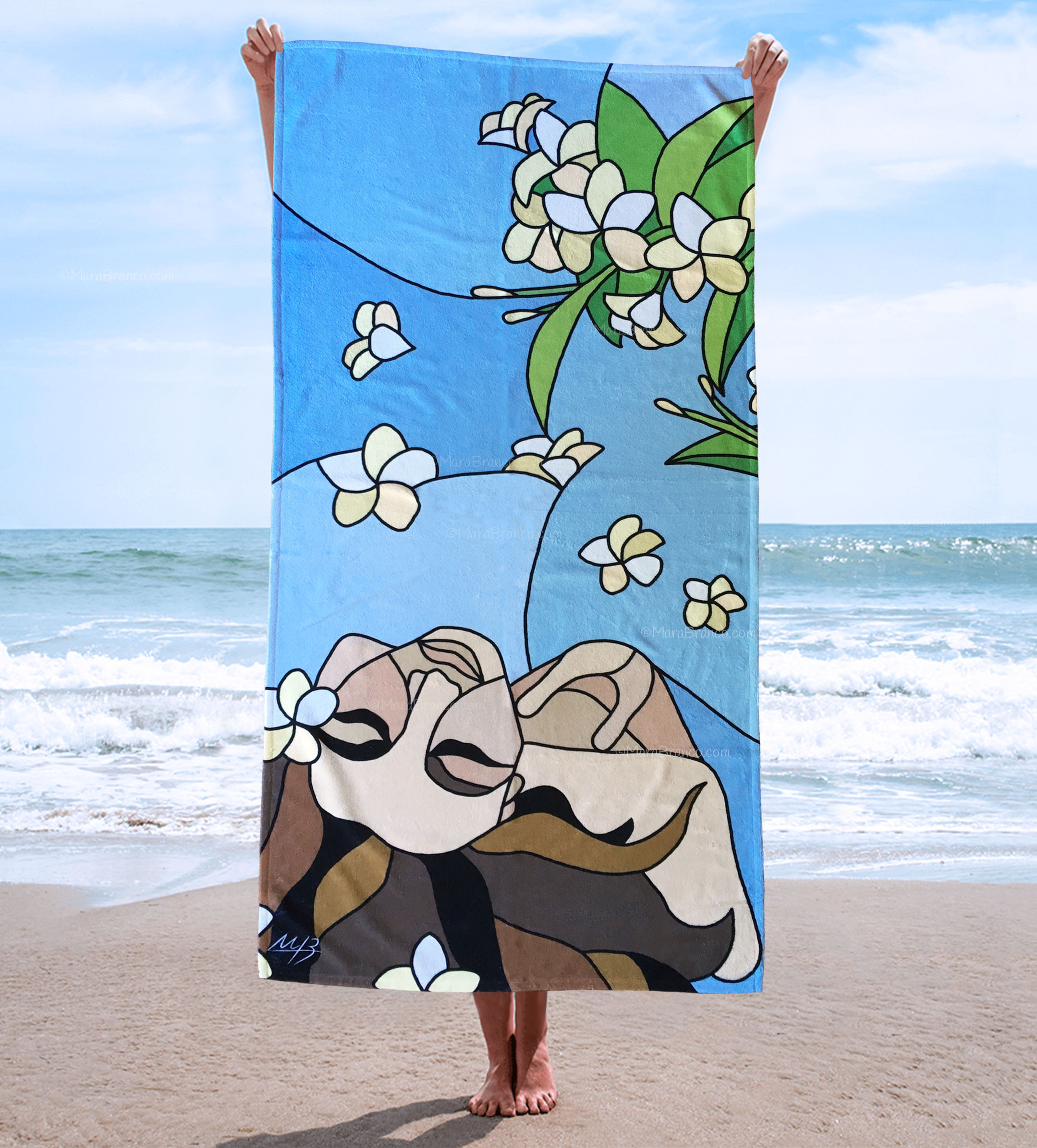 Beach Towel "Falling Plumerias"
