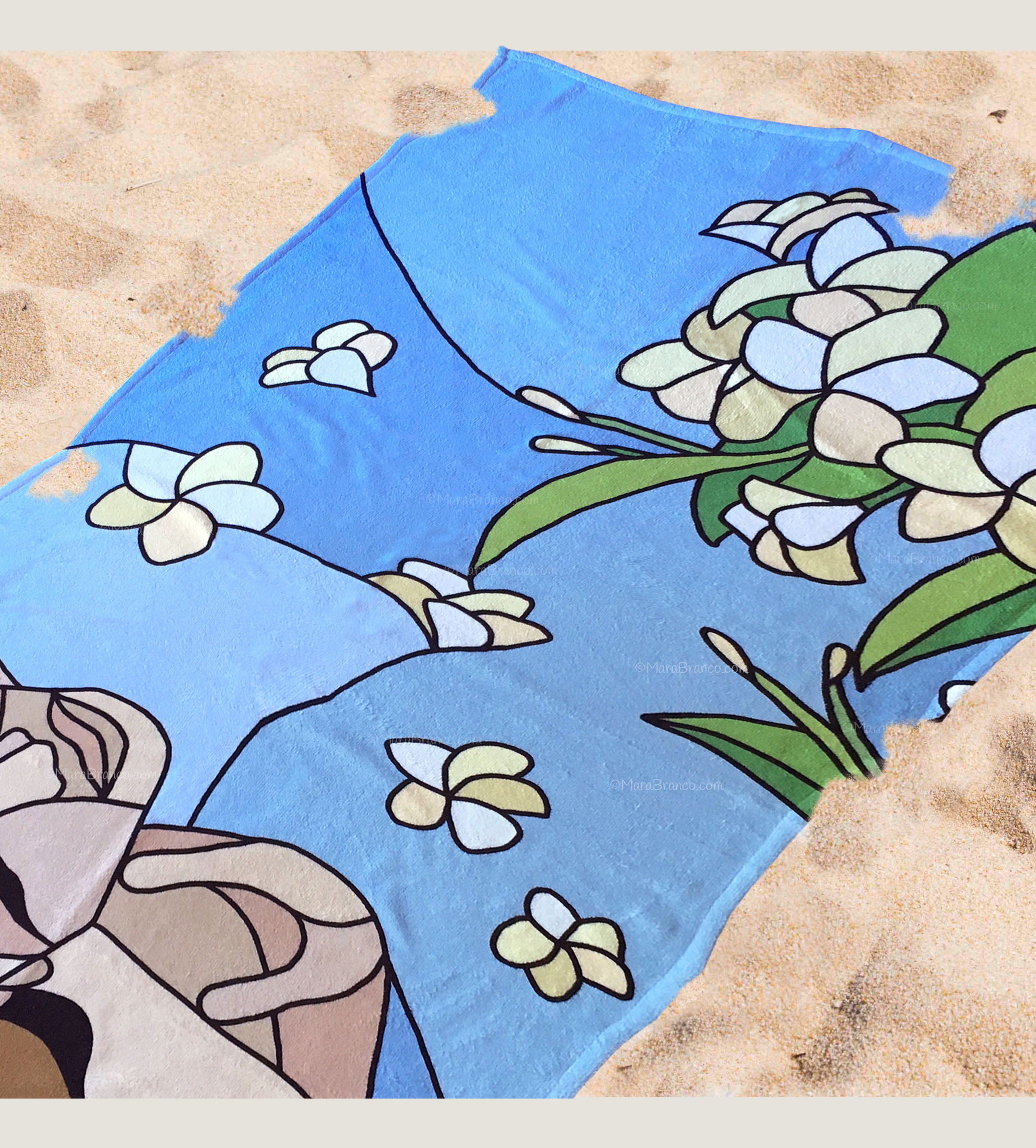 Beach Towel "Falling Plumerias"