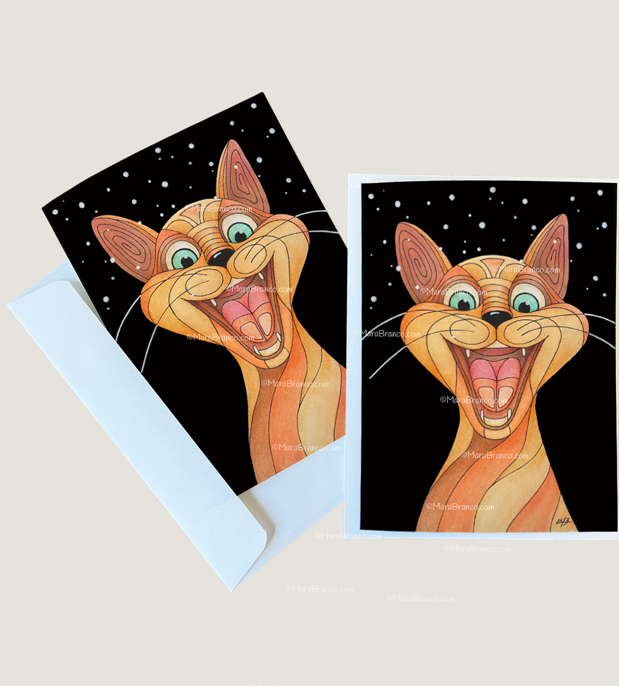 "Whimsical Cat-2"  Card Set 