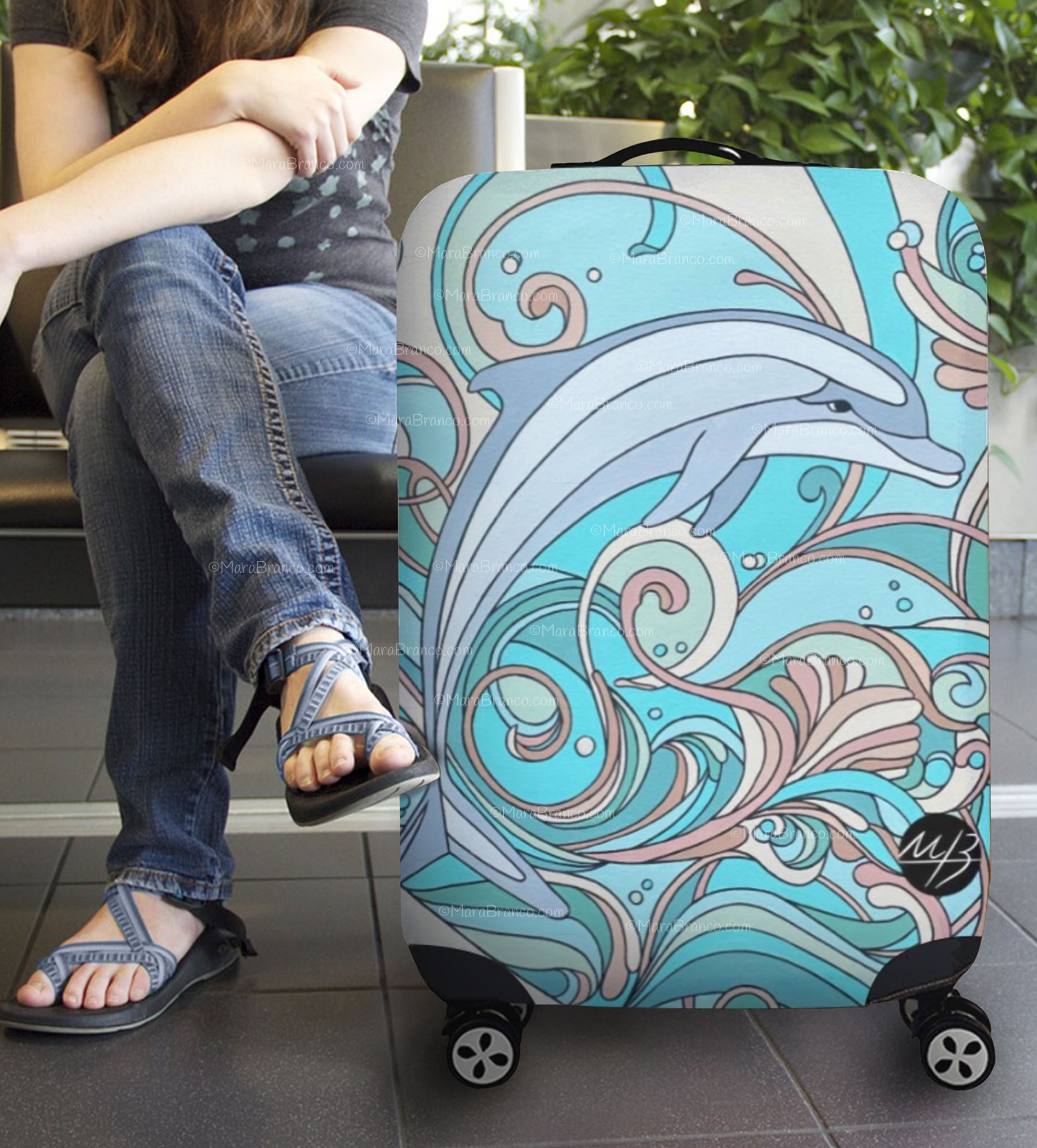 "Art Nouveau Dolphin" - Luggage Cover