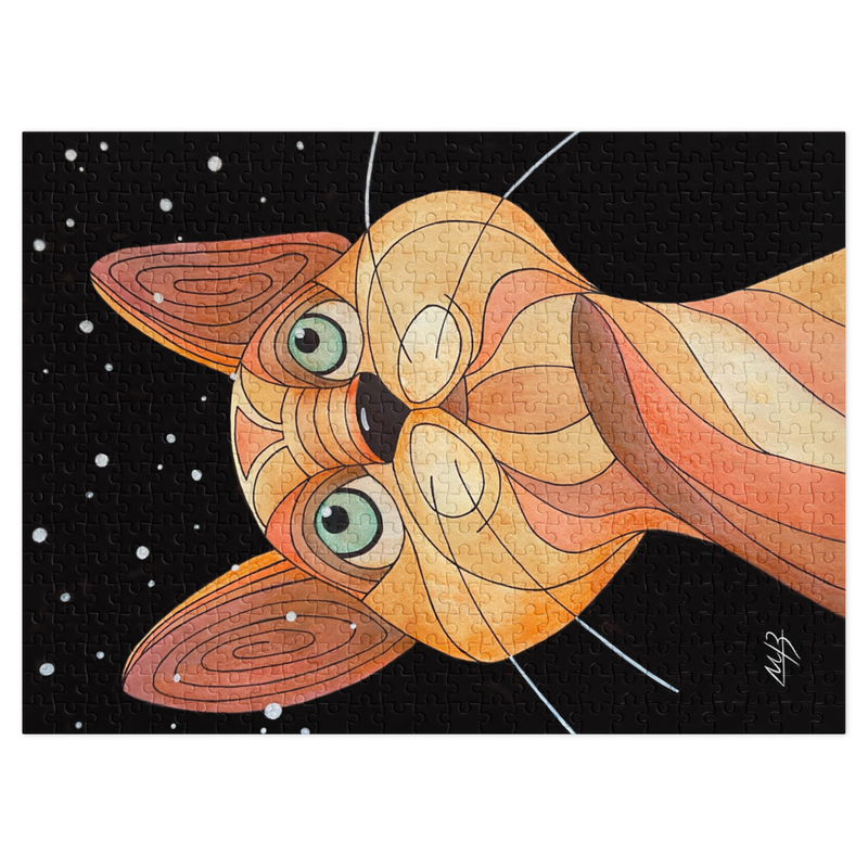 Whimsical Cat-1 Jigsaw puzzle with tin