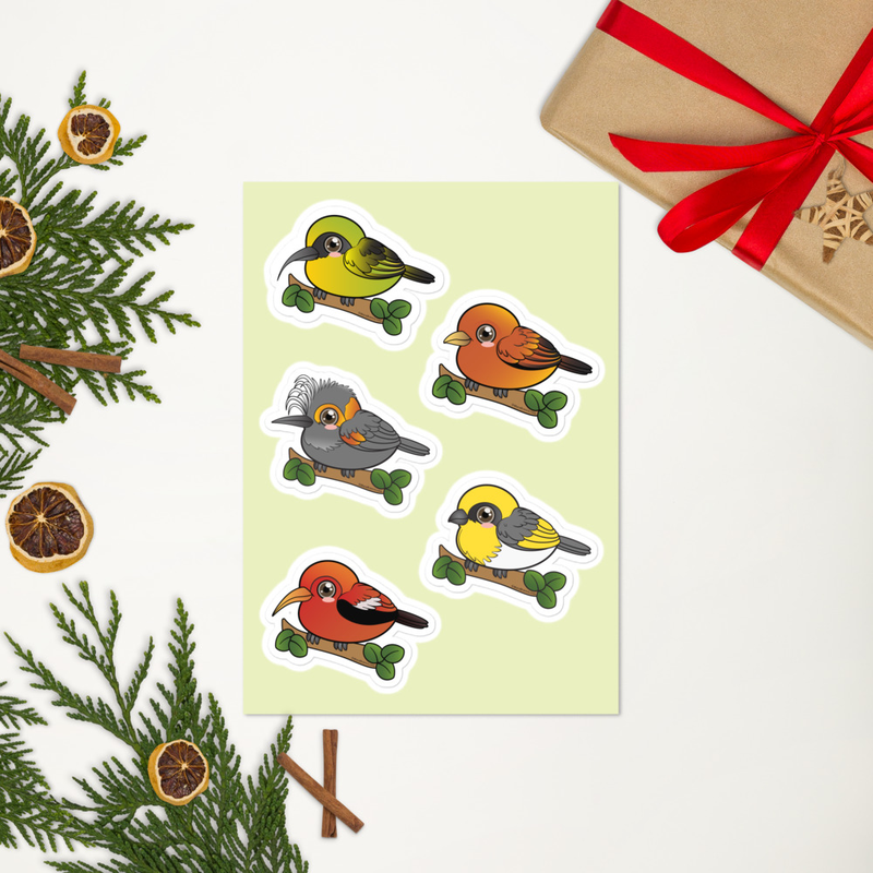 Hawaiian Endemic Forest Birds Sticker sheet