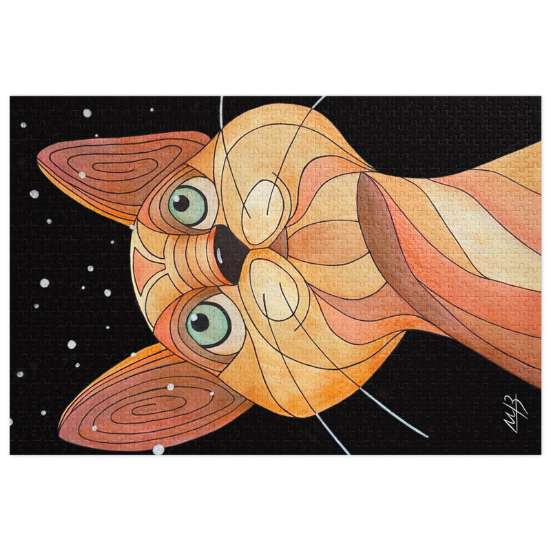 Whimsical Cat-1 Jigsaw puzzle with tin