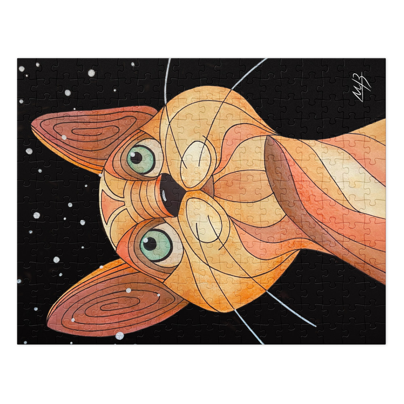 Whimsical Cat-1 Jigsaw puzzle with tin