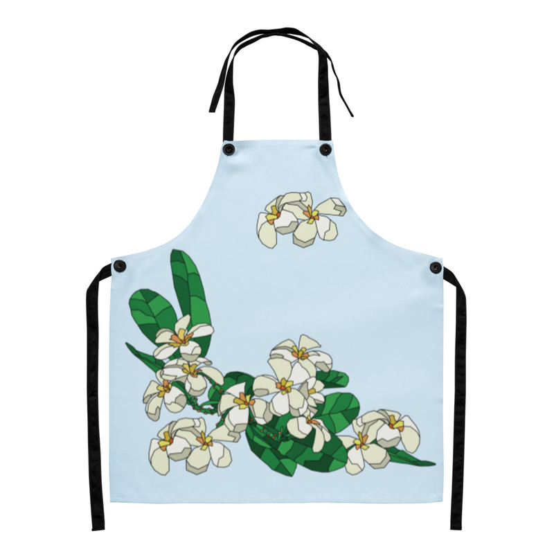 Plumeria Apron blue