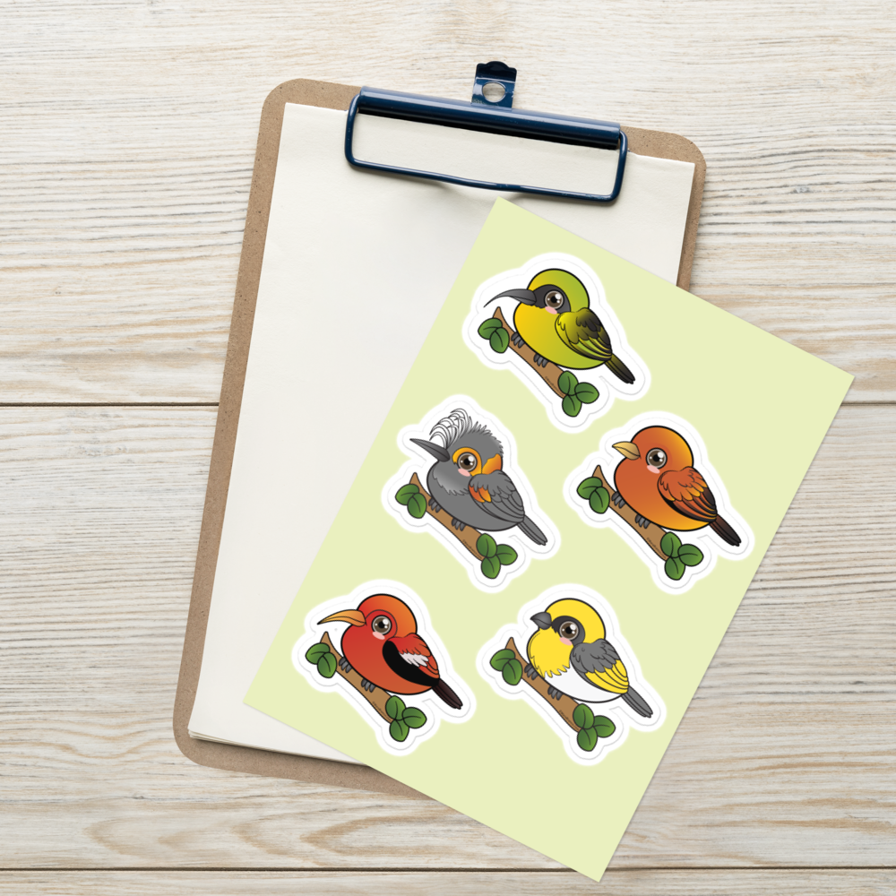 Hawaiian Endemic Forest Birds Sticker sheet