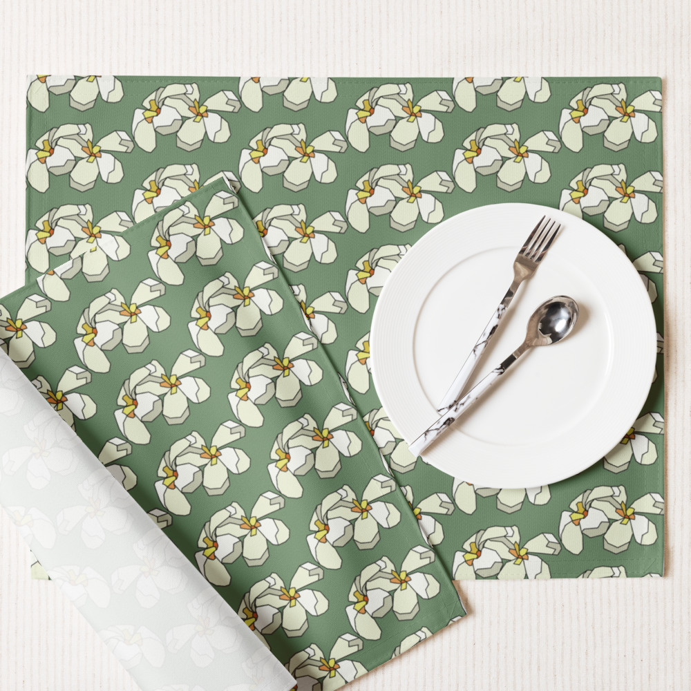 Plumeria pattern Placemat Set