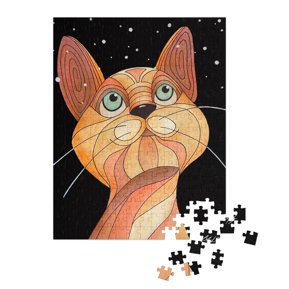 Whimsical Cat-1 Jigsaw puzzle with tin