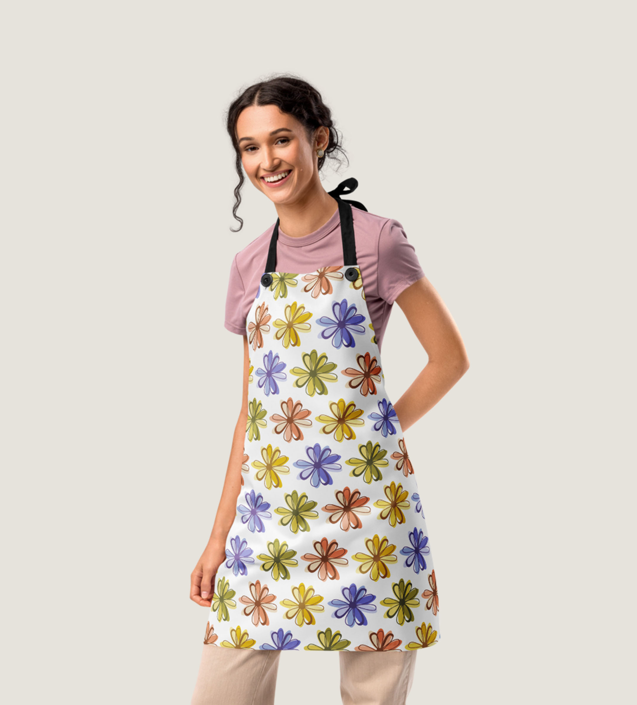 Floral Pattern Kitchen Apron