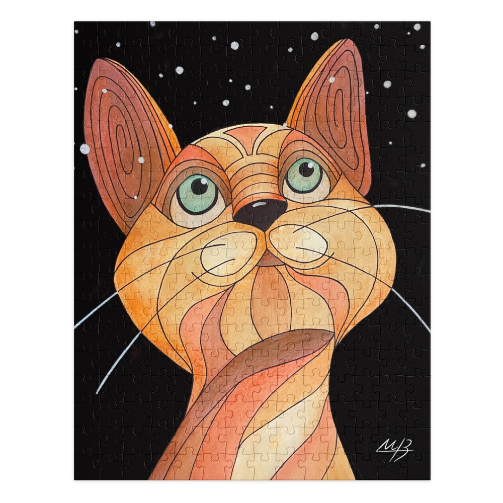 Whimsical Cat-1 Jigsaw puzzle with tin