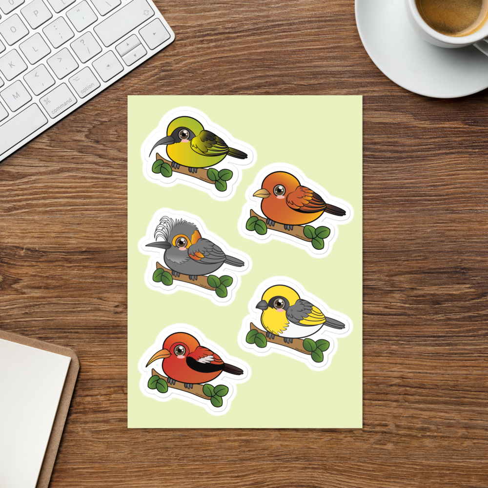 Hawaiian Endemic Forest Birds Sticker sheet