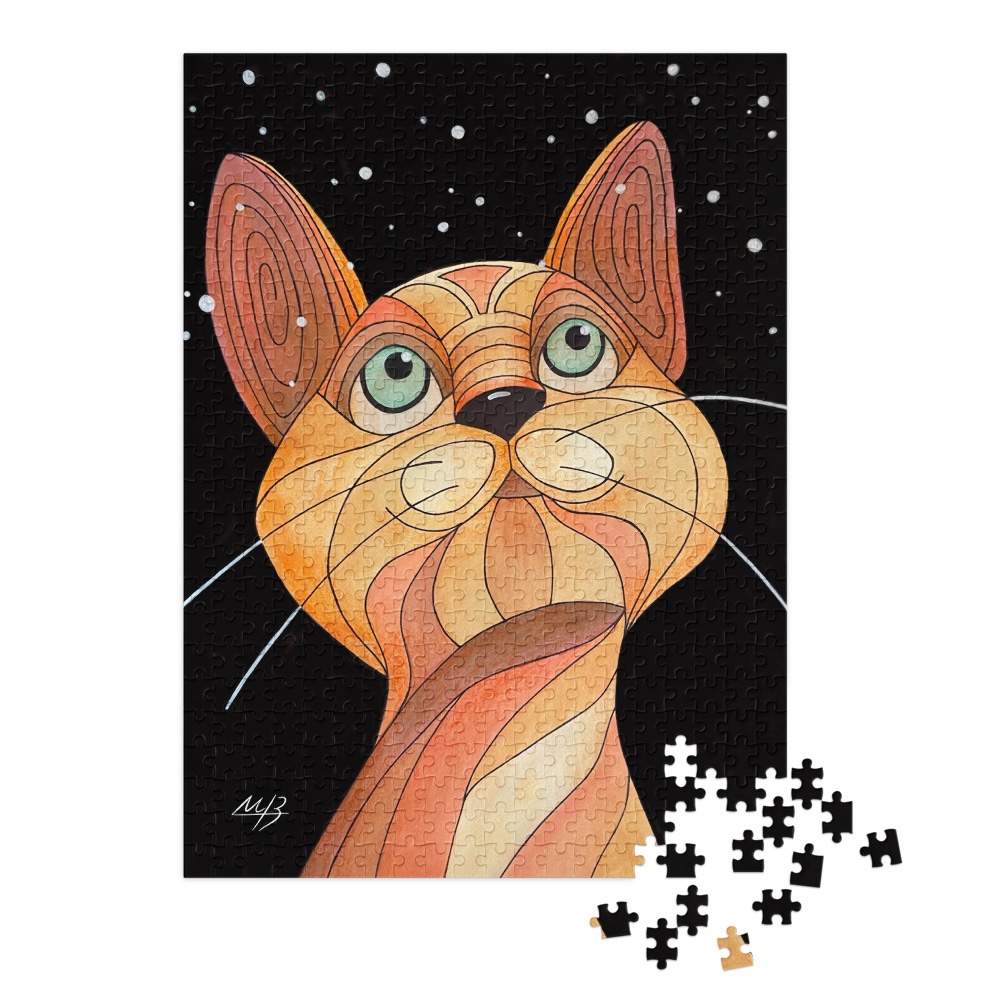 Whimsical Cat-1 Jigsaw puzzle with tin