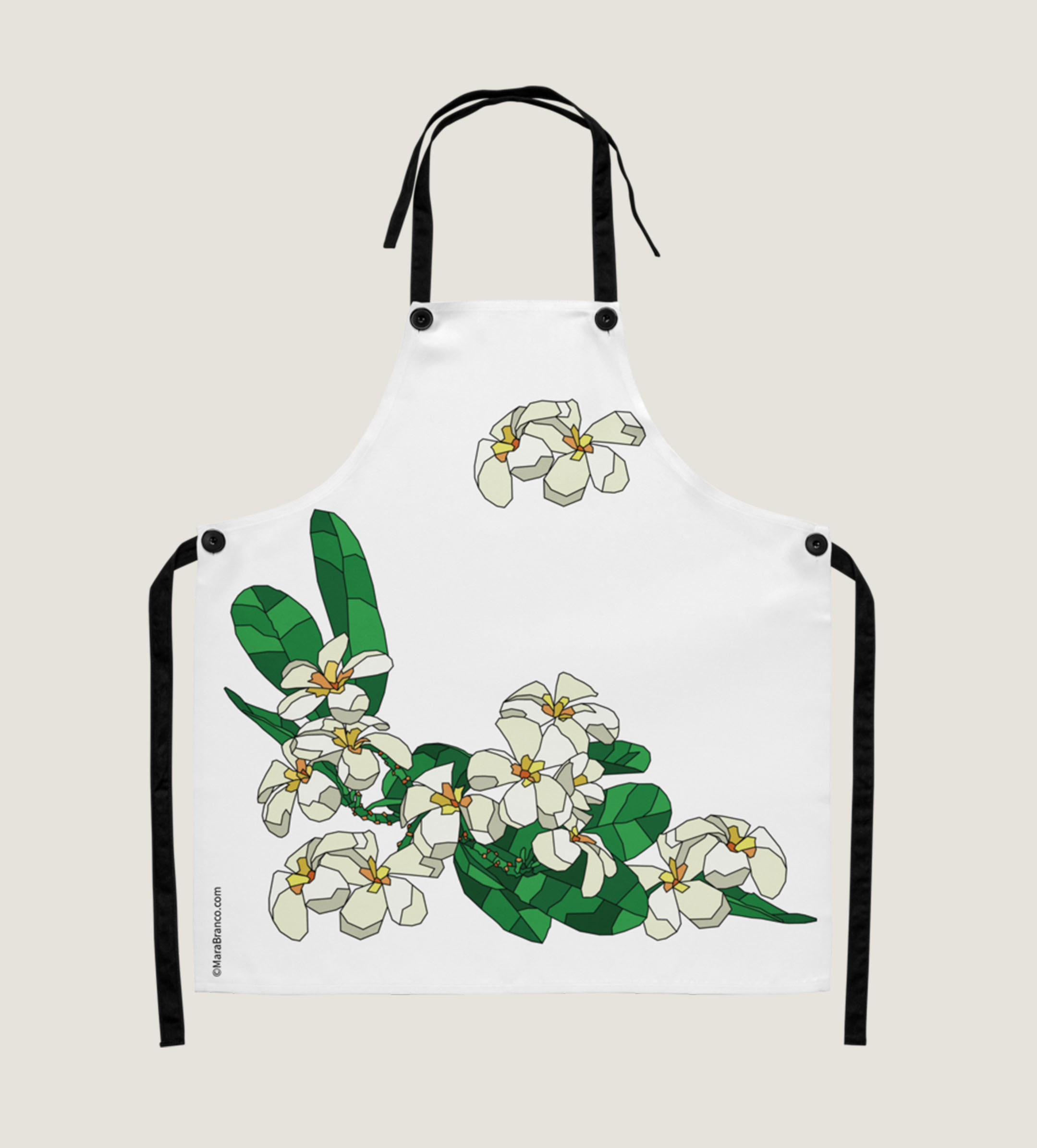 Plumeria Apron white