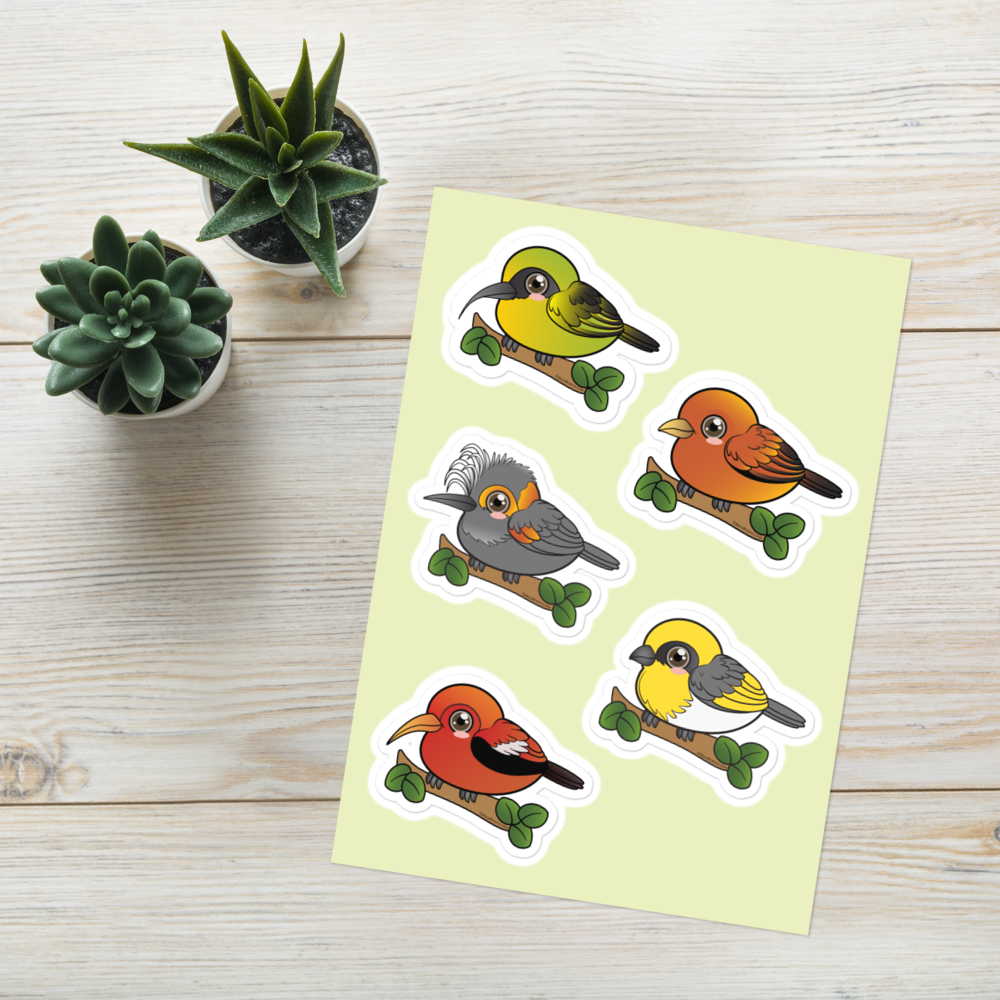 Hawaiian Endemic Forest Birds Sticker sheet