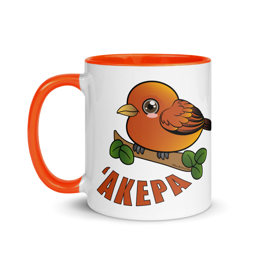 ʻAkepa Bird Mug with Color Inside