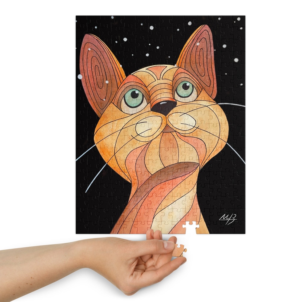 Whimsical Cat-1 Jigsaw puzzle with tin