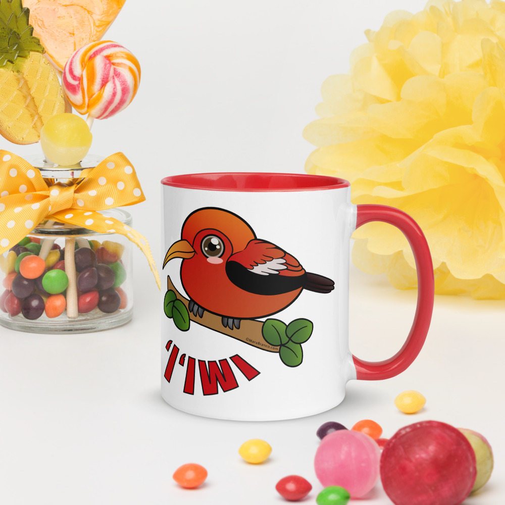 ‘I’iwi Bird Mug with Color Inside