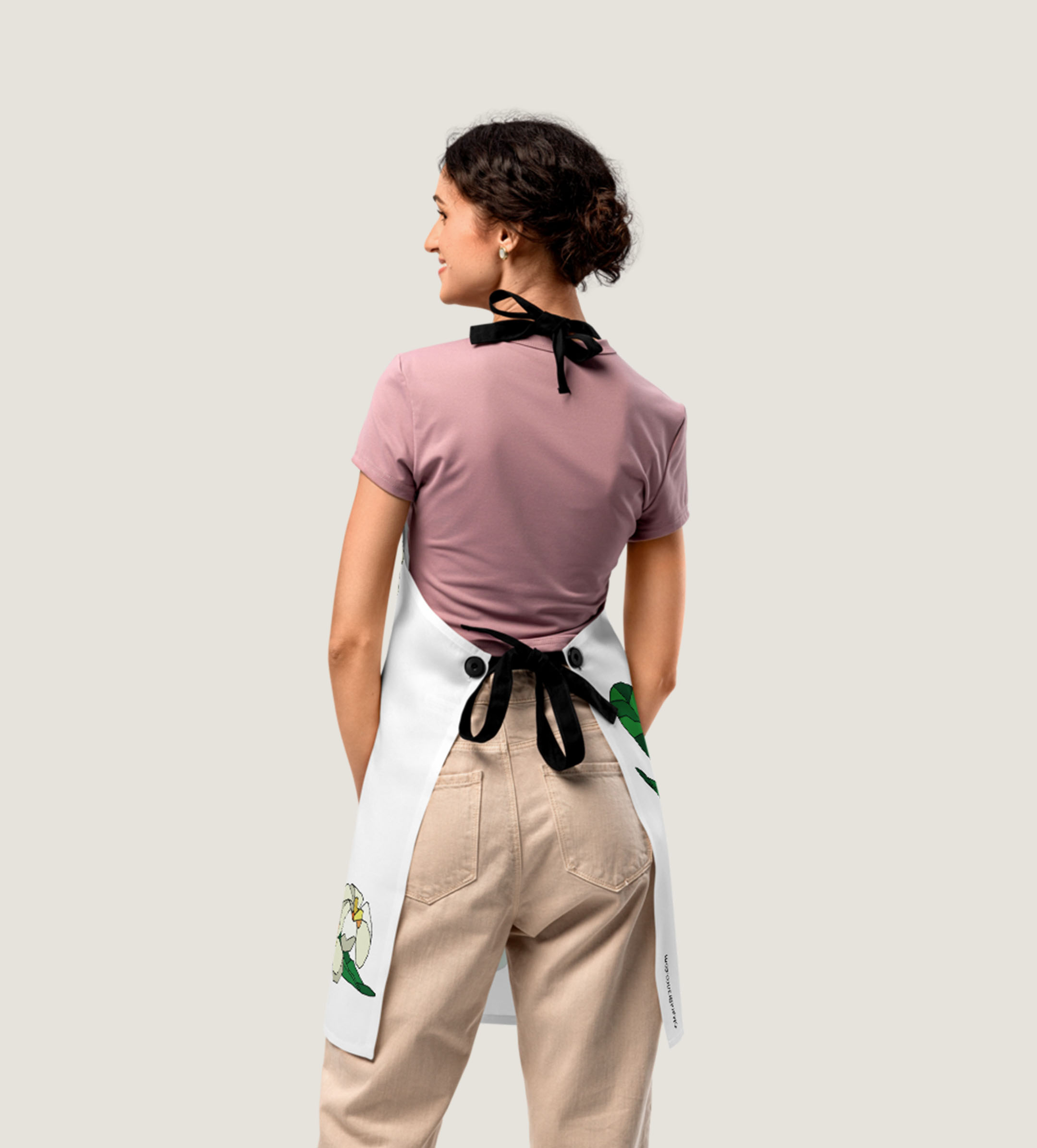 Plumeria Apron white