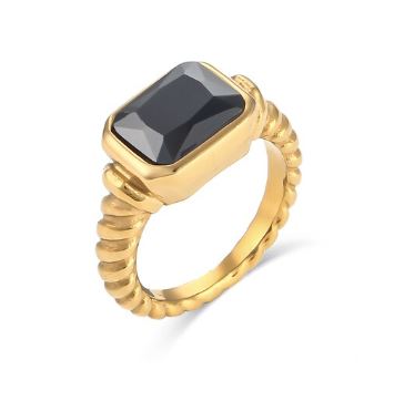 Gold Ring with Black Gemstone
