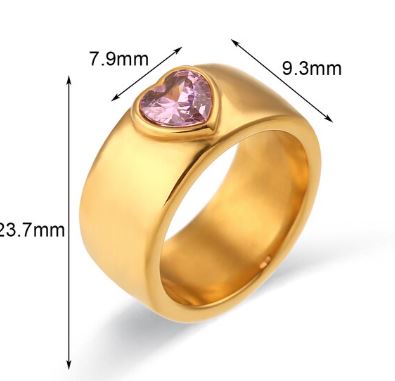 Gold Ring with Heart-shaped Gem