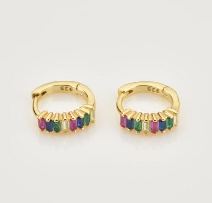 Gold Hoop Earrings with Gemstones